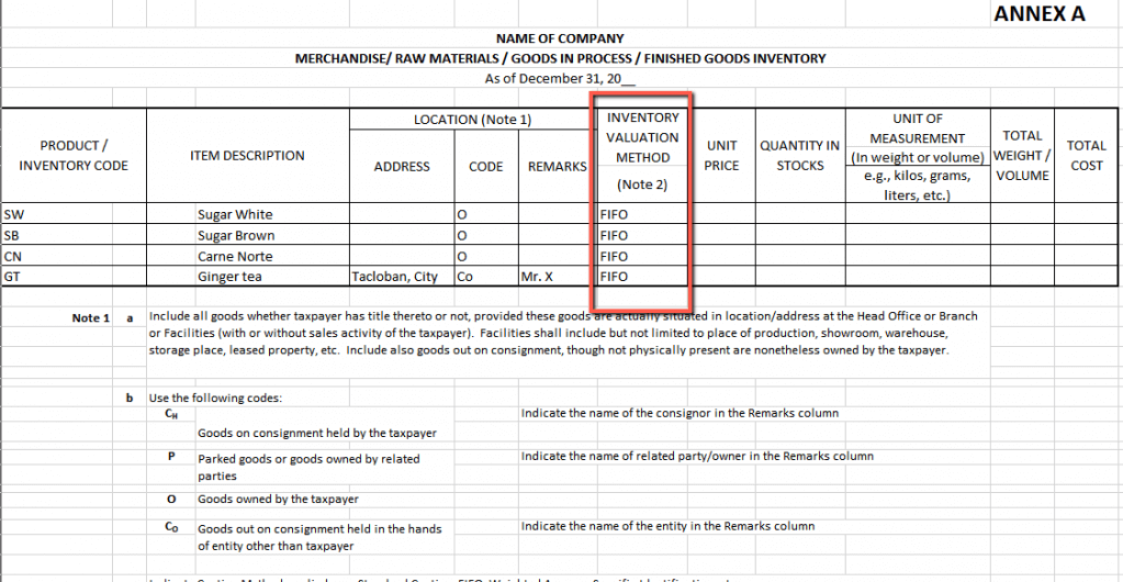 Inventory List Format In Excel Bir