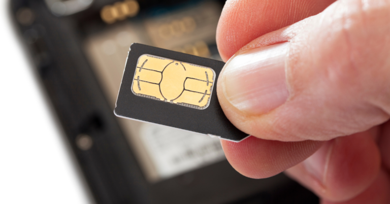 man holding sim card for sim card registration act