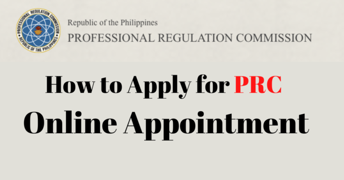 showing prc logo and text apply for prc online appointment