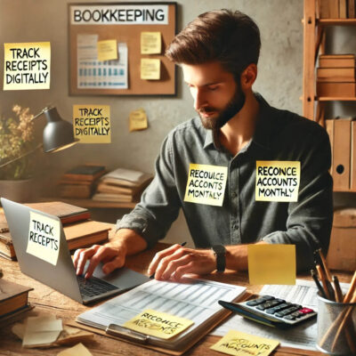 A man doing bookkeeping services to the clients near me.